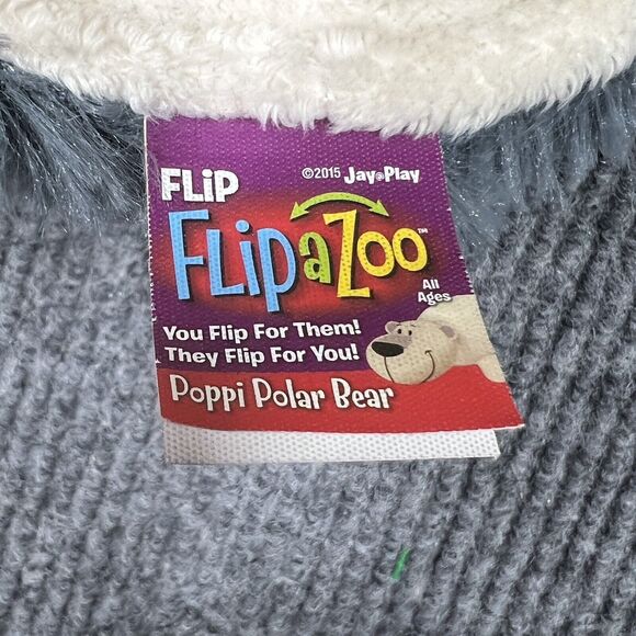 Just Play FlipaZoo 2 in 1 Plush 20” White Polar Bear Poppi/Gray Husky Dog Asher - Picture 3 of 15